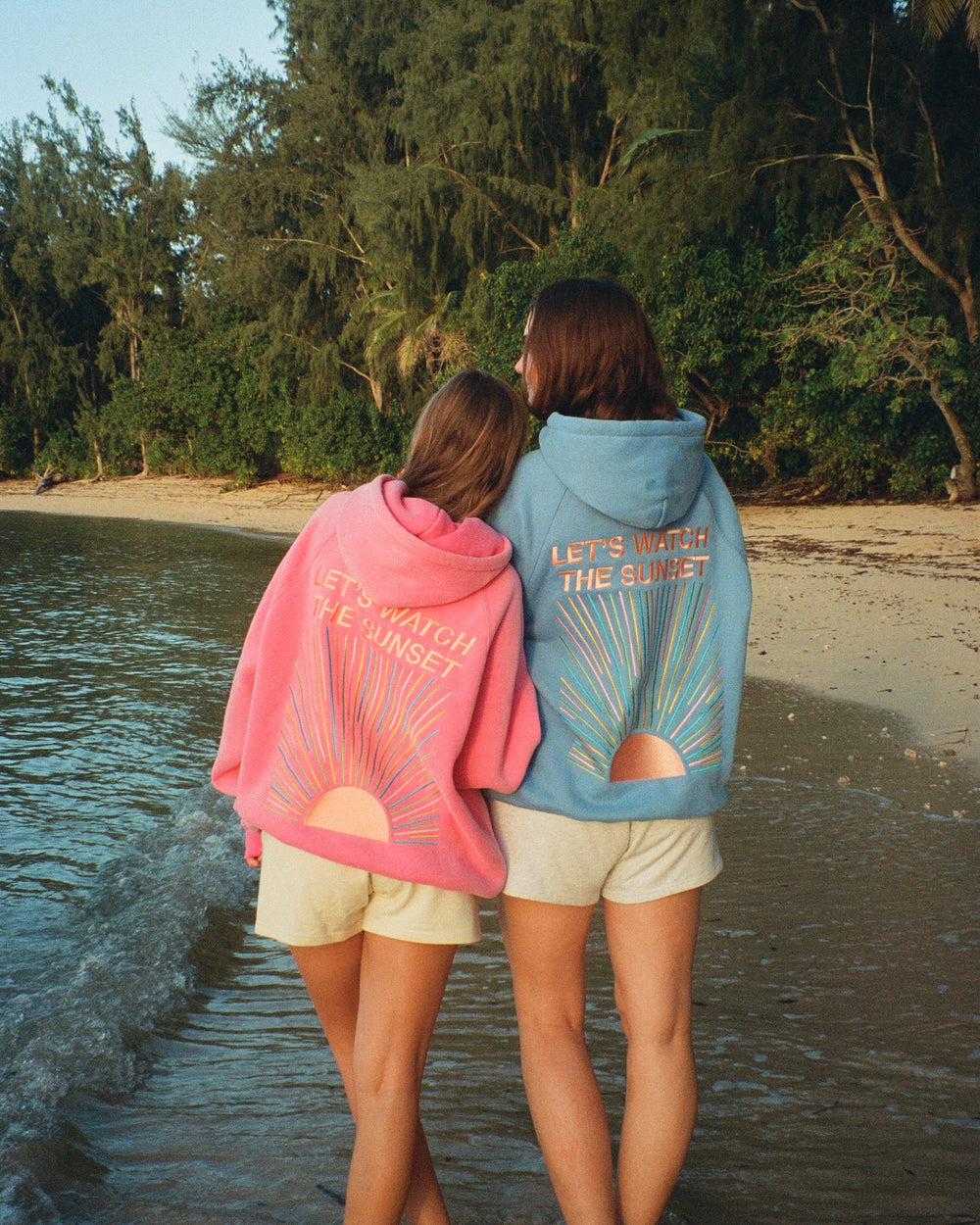 "Let's Watch the Sunset"  Hoodie -Pink