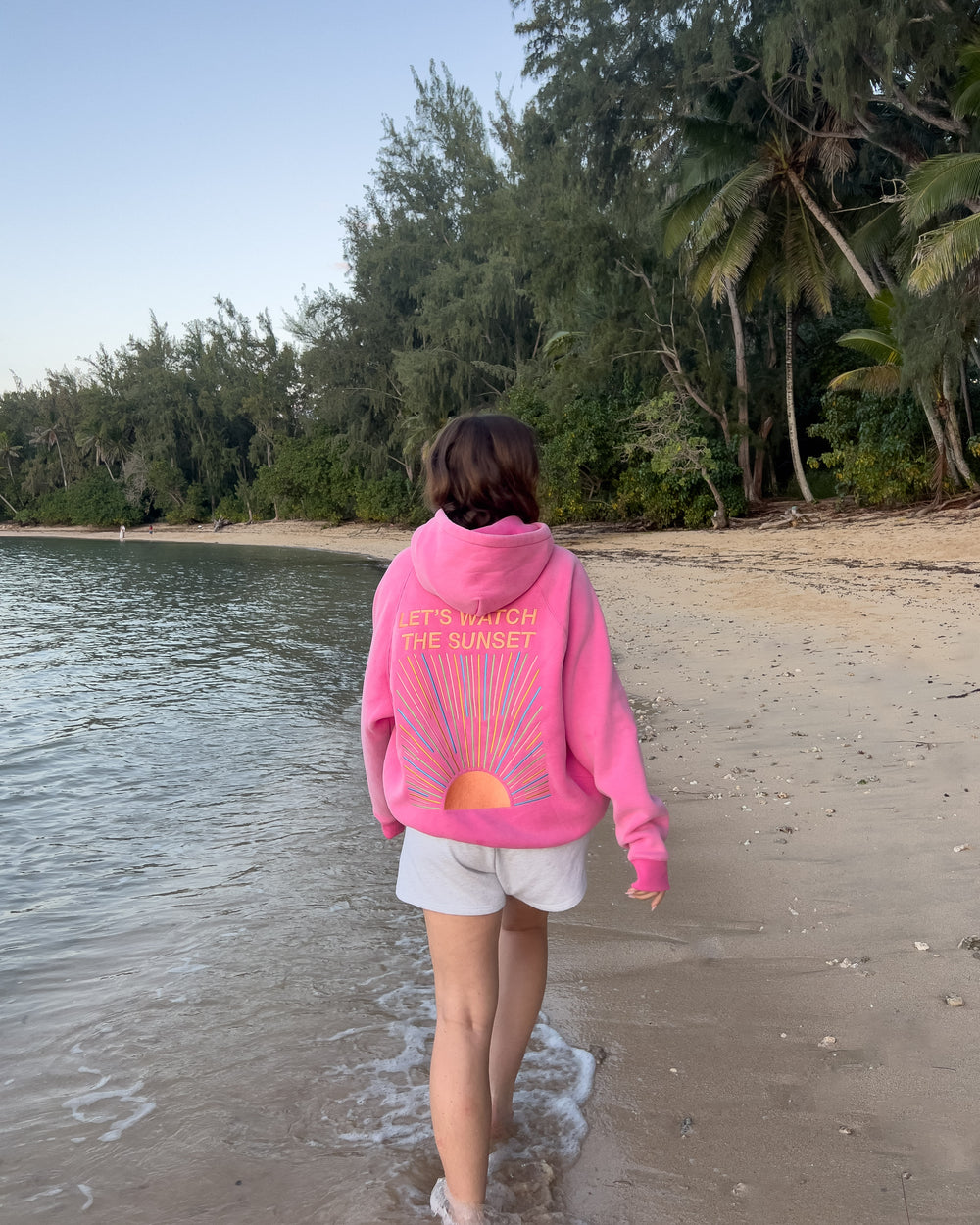 "Let's Watch the Sunset"  Hoodie -Pink