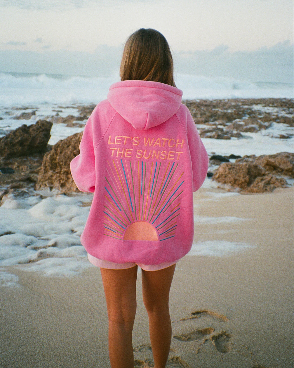 "Let's Watch the Sunset"  Hoodie -Pink