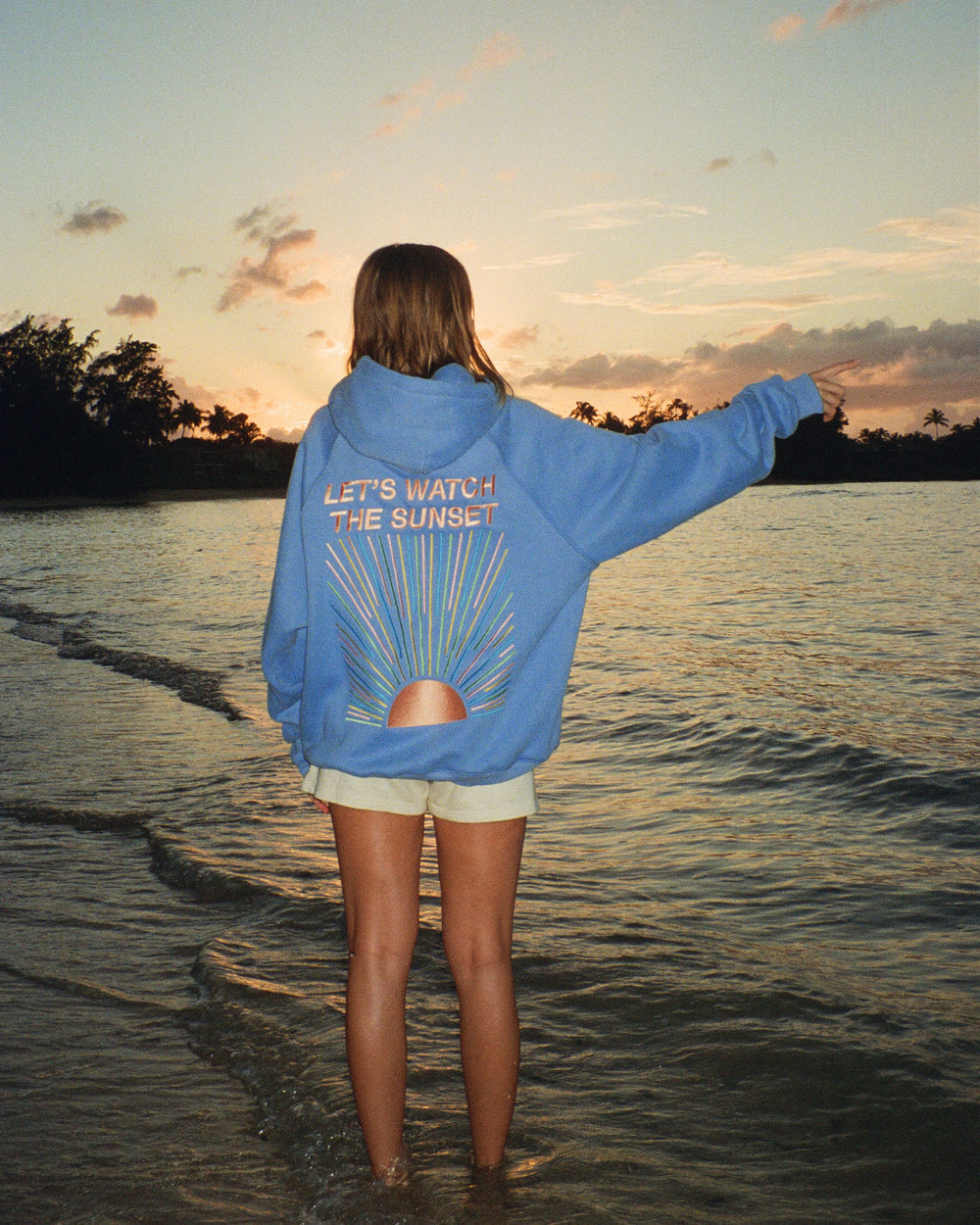 "Let's Watch the Sunset"  Hoodie -Blue