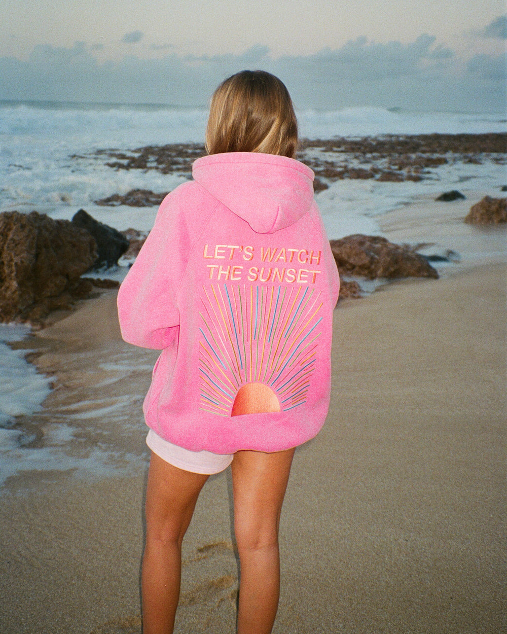 "Let's Watch the Sunset"  Hoodie -Pink