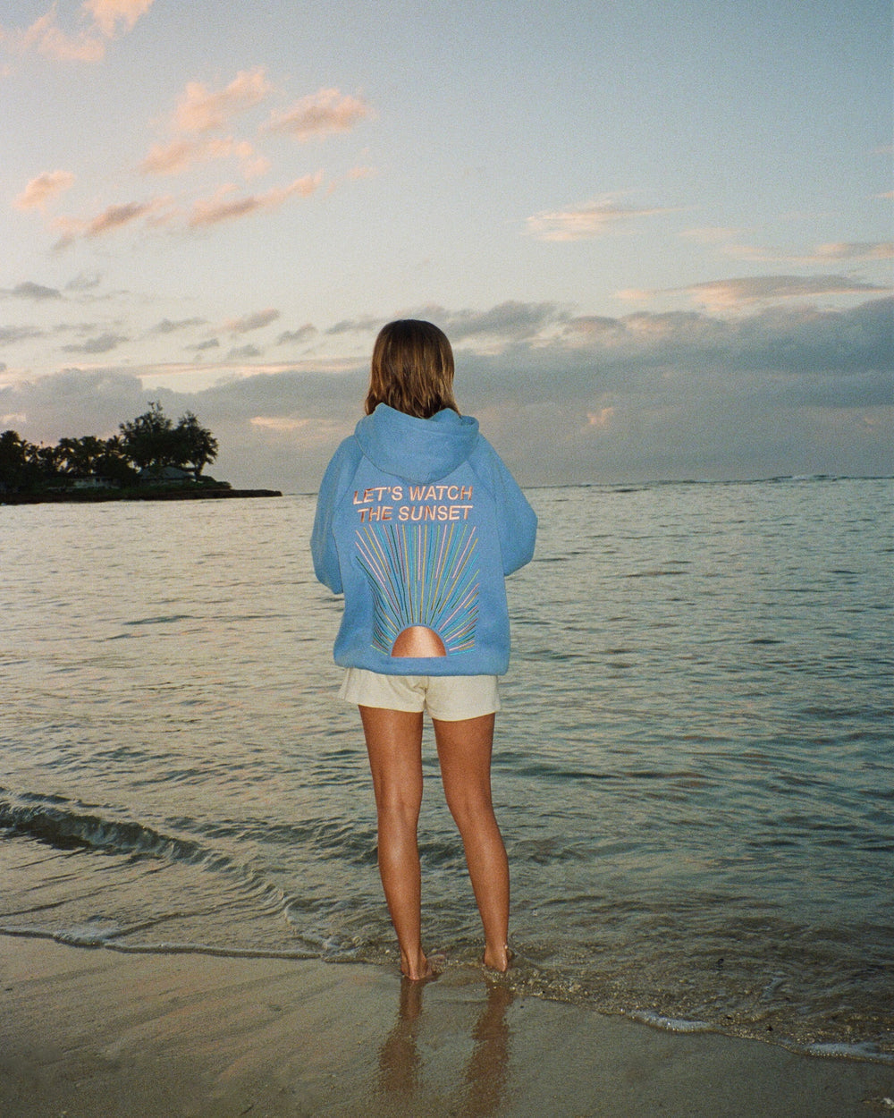 "Let's Watch the Sunset"  Hoodie -Blue