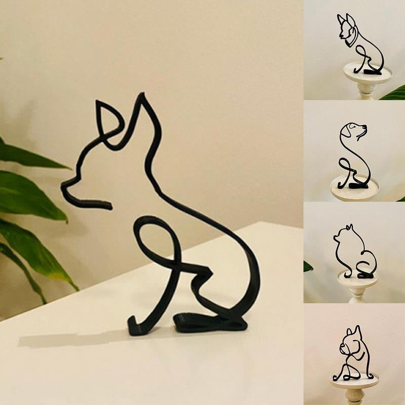 Blueblom Iron Dog and Cat Sculptures