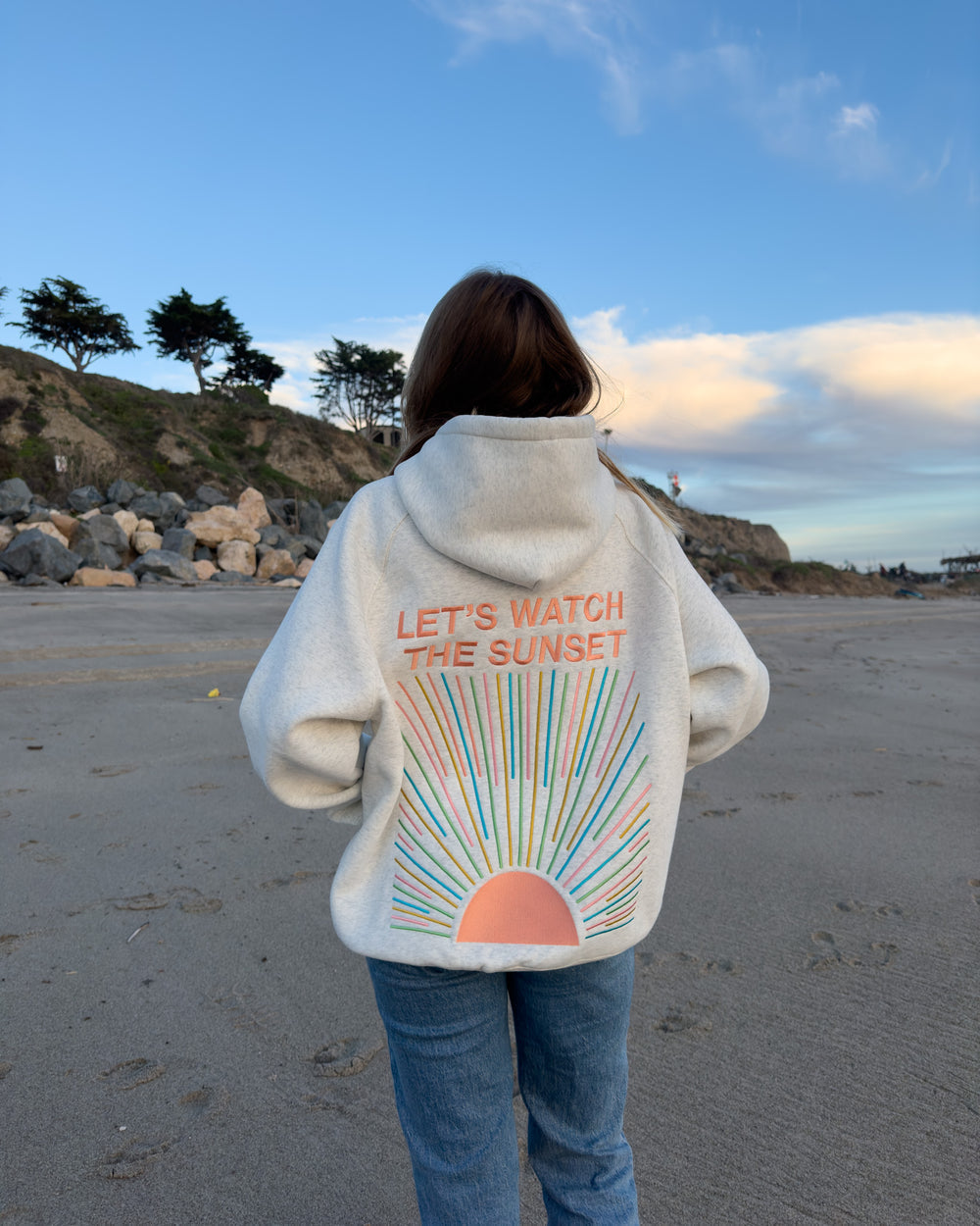 "Let's Watch the Sunset"  Hoodie -Heather Gray