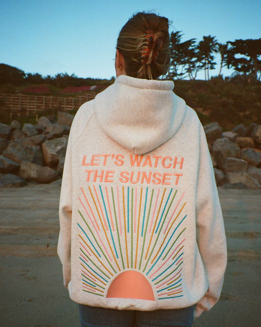 "Let's Watch the Sunset"  Hoodie -Heather Gray