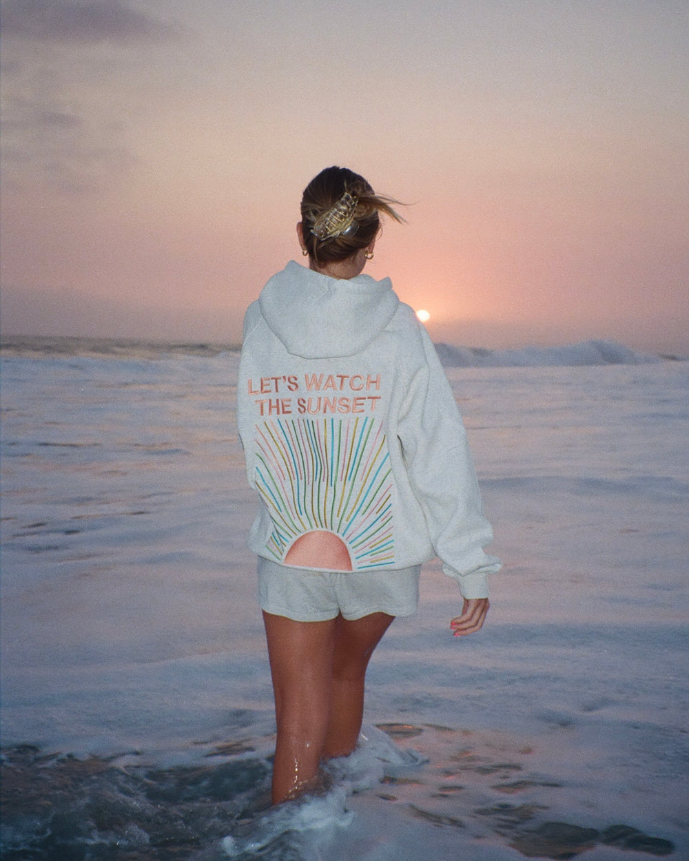 "Let's Watch the Sunset"  Hoodie -Heather Gray