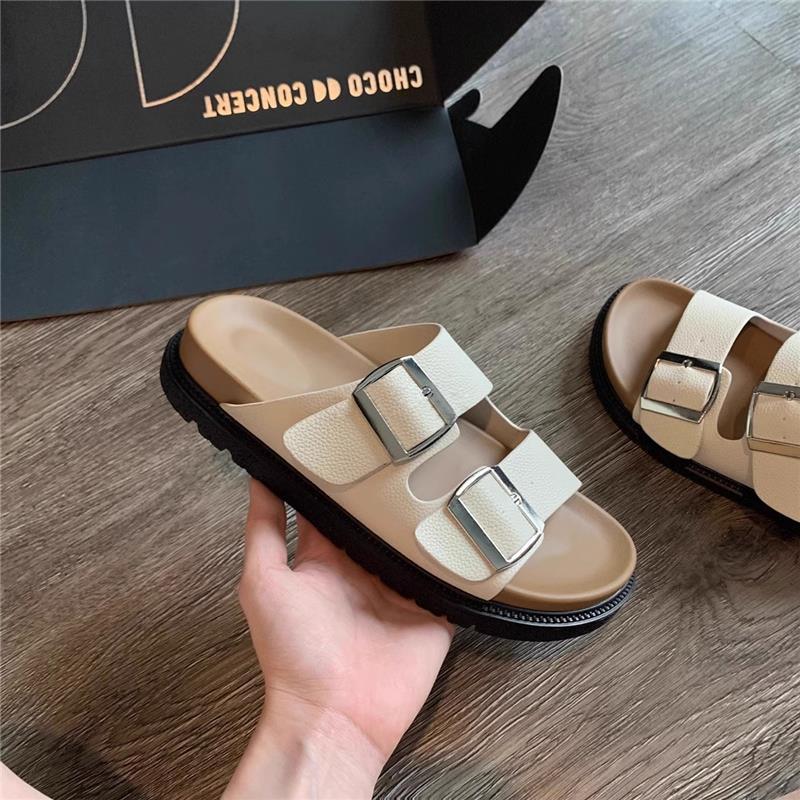 Buckle Suede Strap Microfiber Leather Sandals Clogs