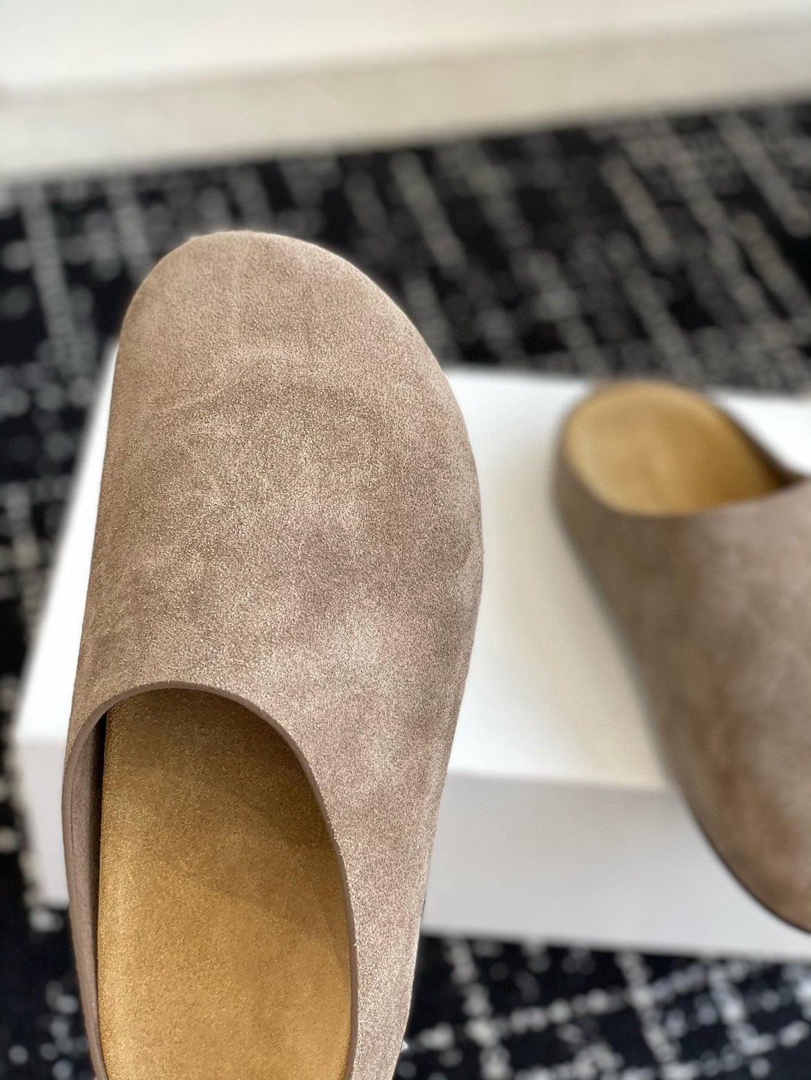 Suede Round Toe Slip Clogs