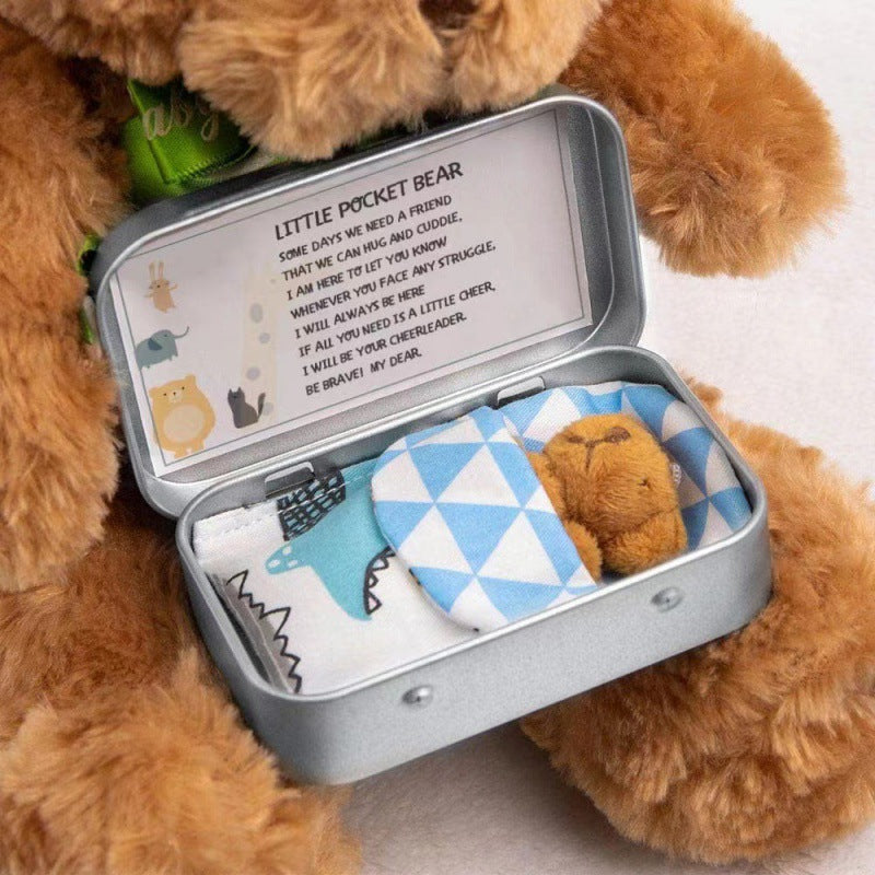 Christmas Teddy Bear in a Tin Box  Pocket Hug Gift