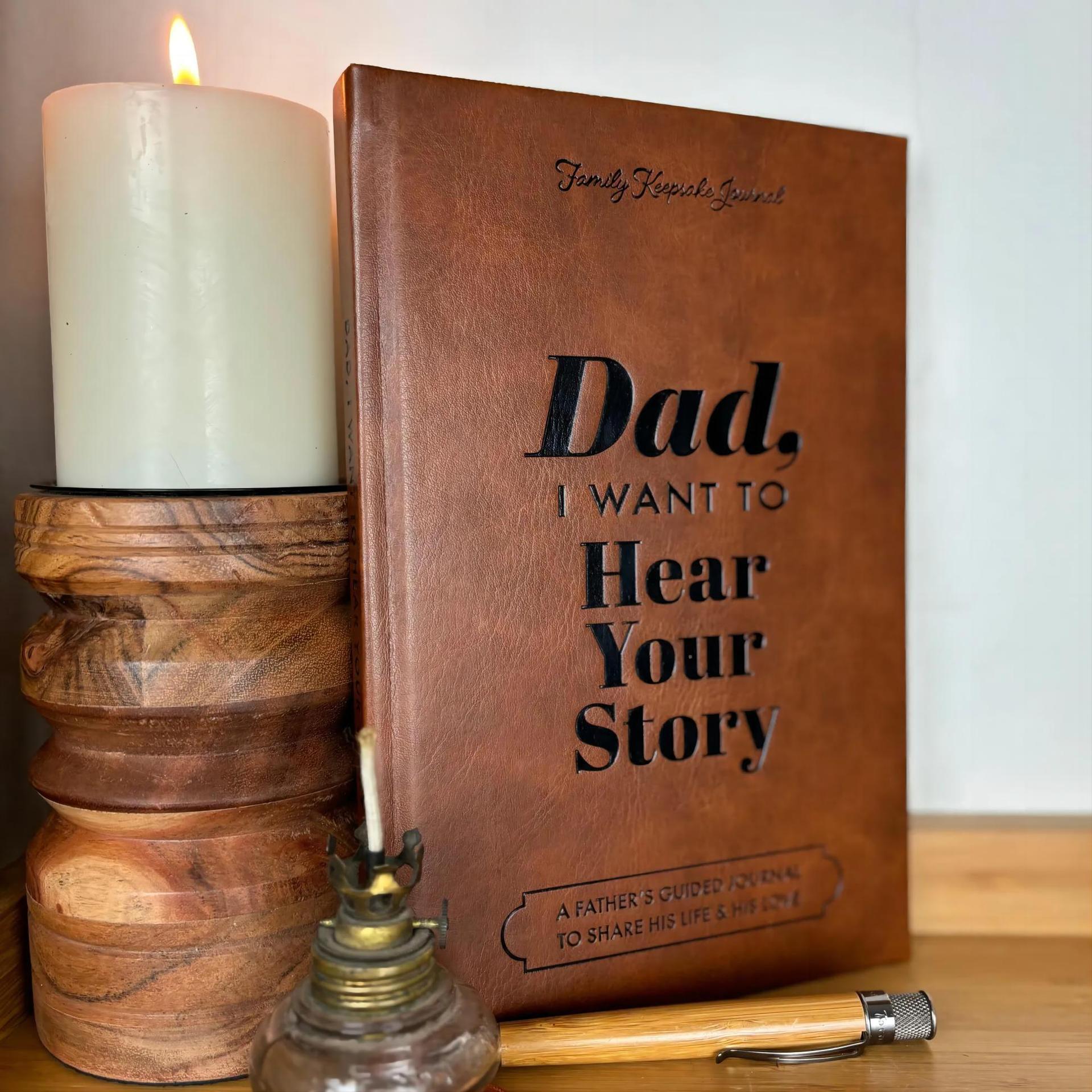 Dad I Want to Hear Your Story Guided Journal Leather Notebook