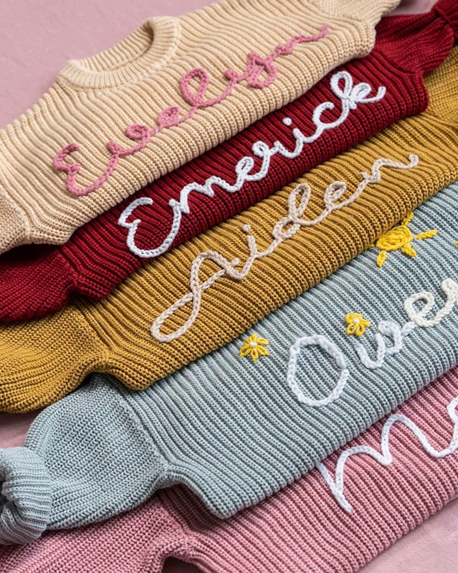 Personalized handmade embroidered baby sweater