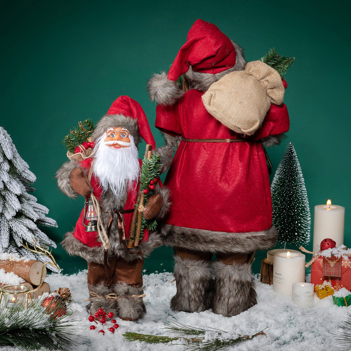 Holding Staff Red-Clad Santa Christmas Ornament