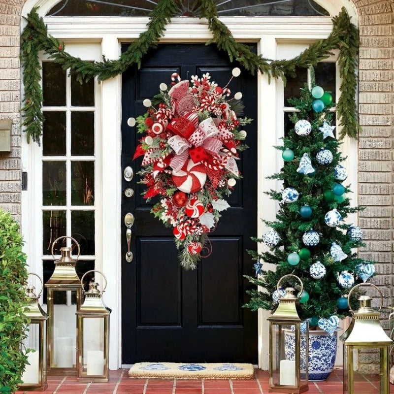 Candy Cane  Upside Down Tree Christmas Wreath