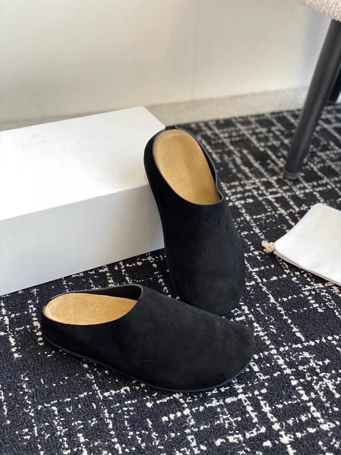 Suede Round Toe Slip Clogs