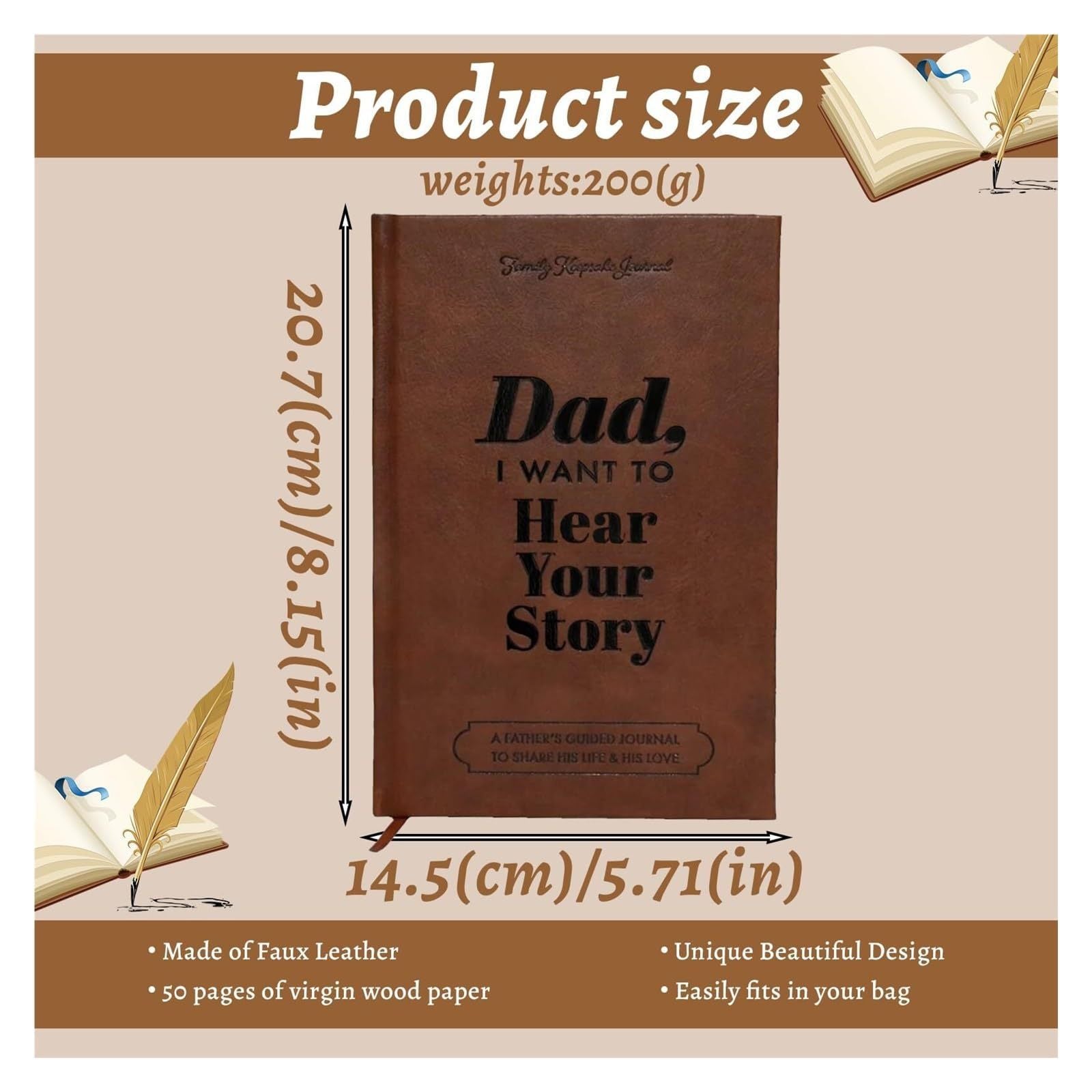 Dad I Want to Hear Your Story Guided Journal Leather Notebook