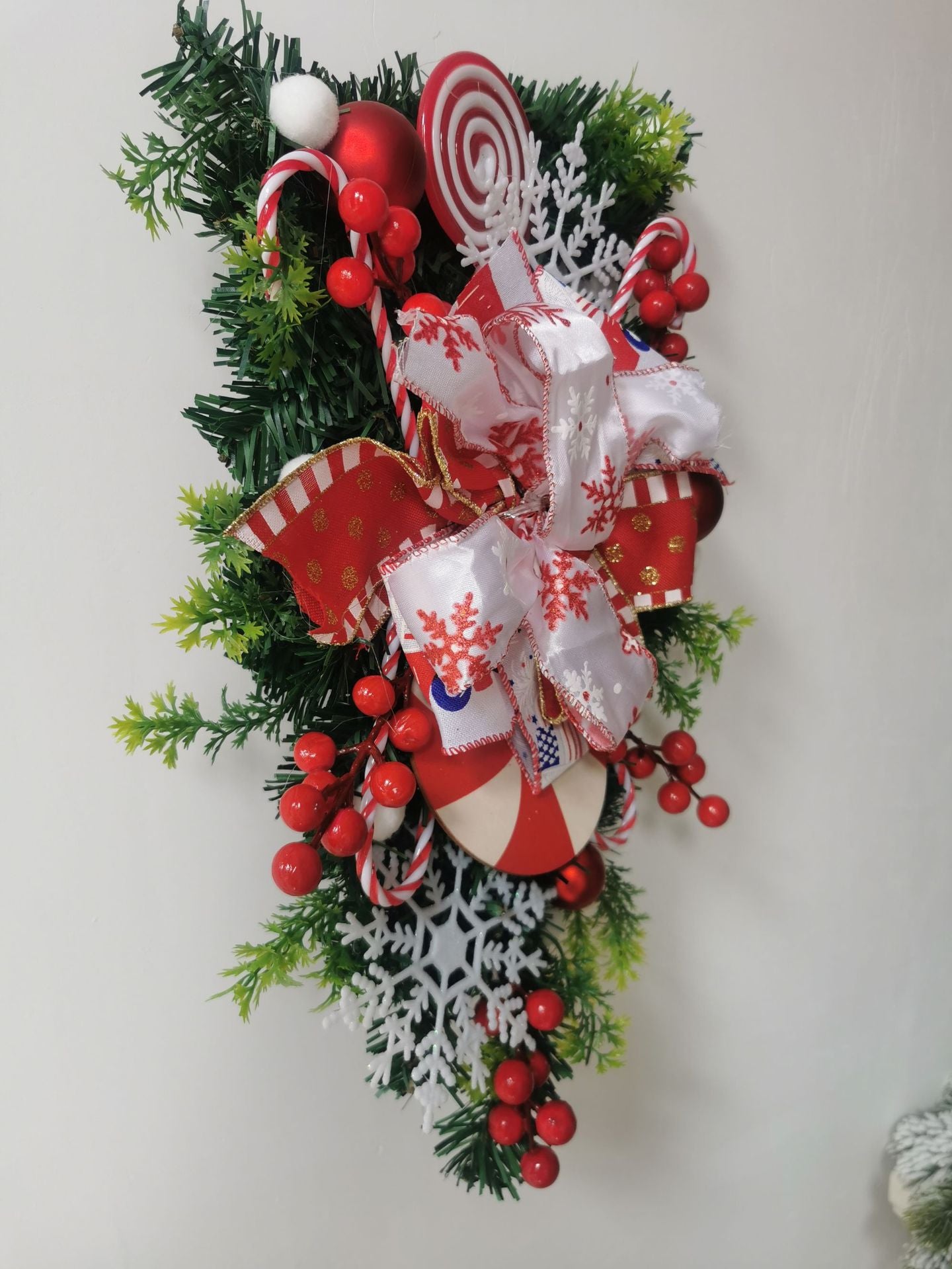 Candy Cane  Upside Down Tree Christmas Wreath