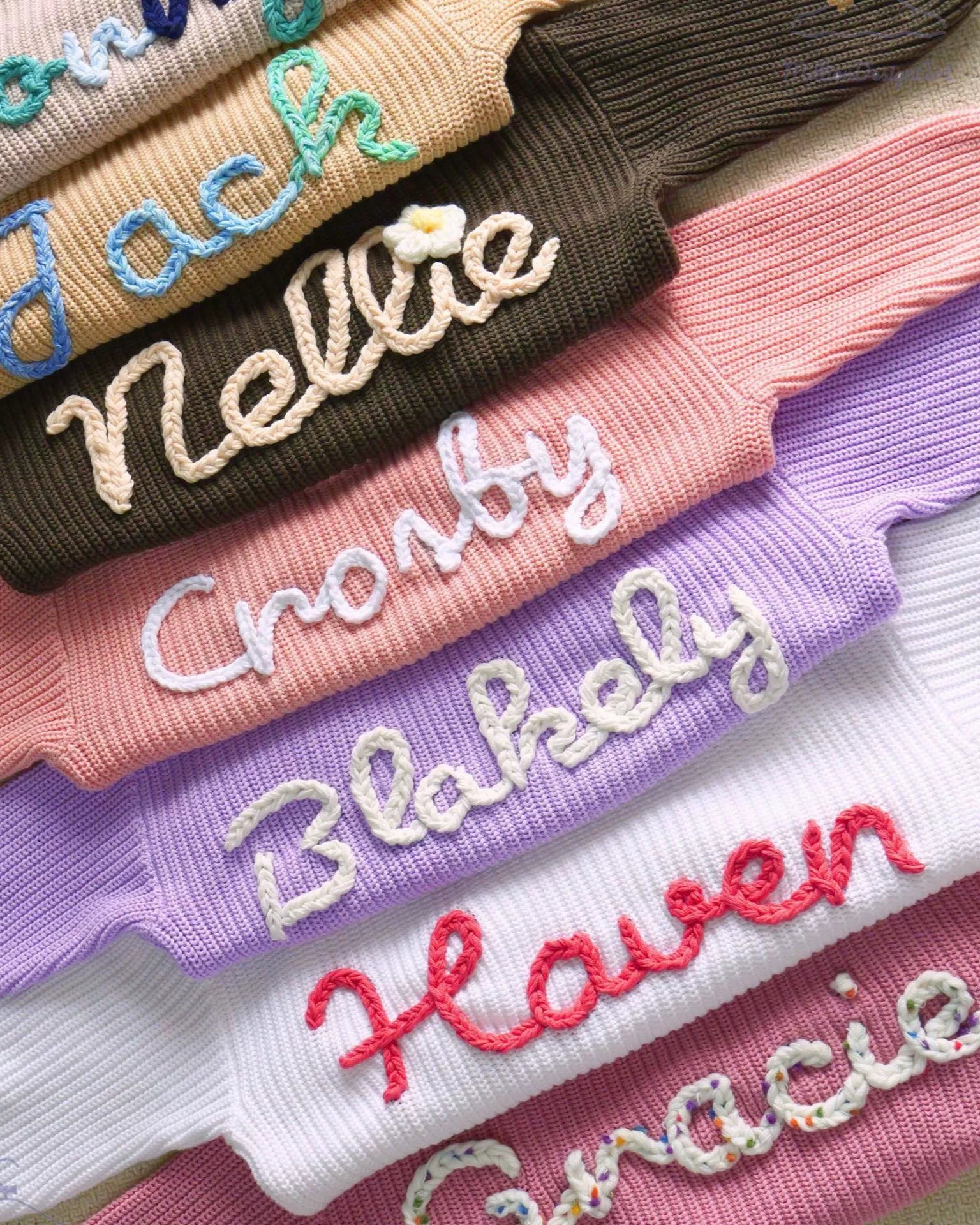 Personalized handmade embroidered baby sweater