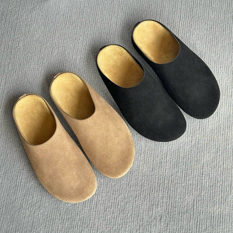 Suede Round Toe Slip Clogs