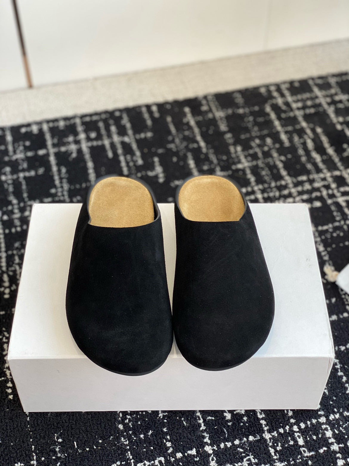 Suede Round Toe Slip Clogs