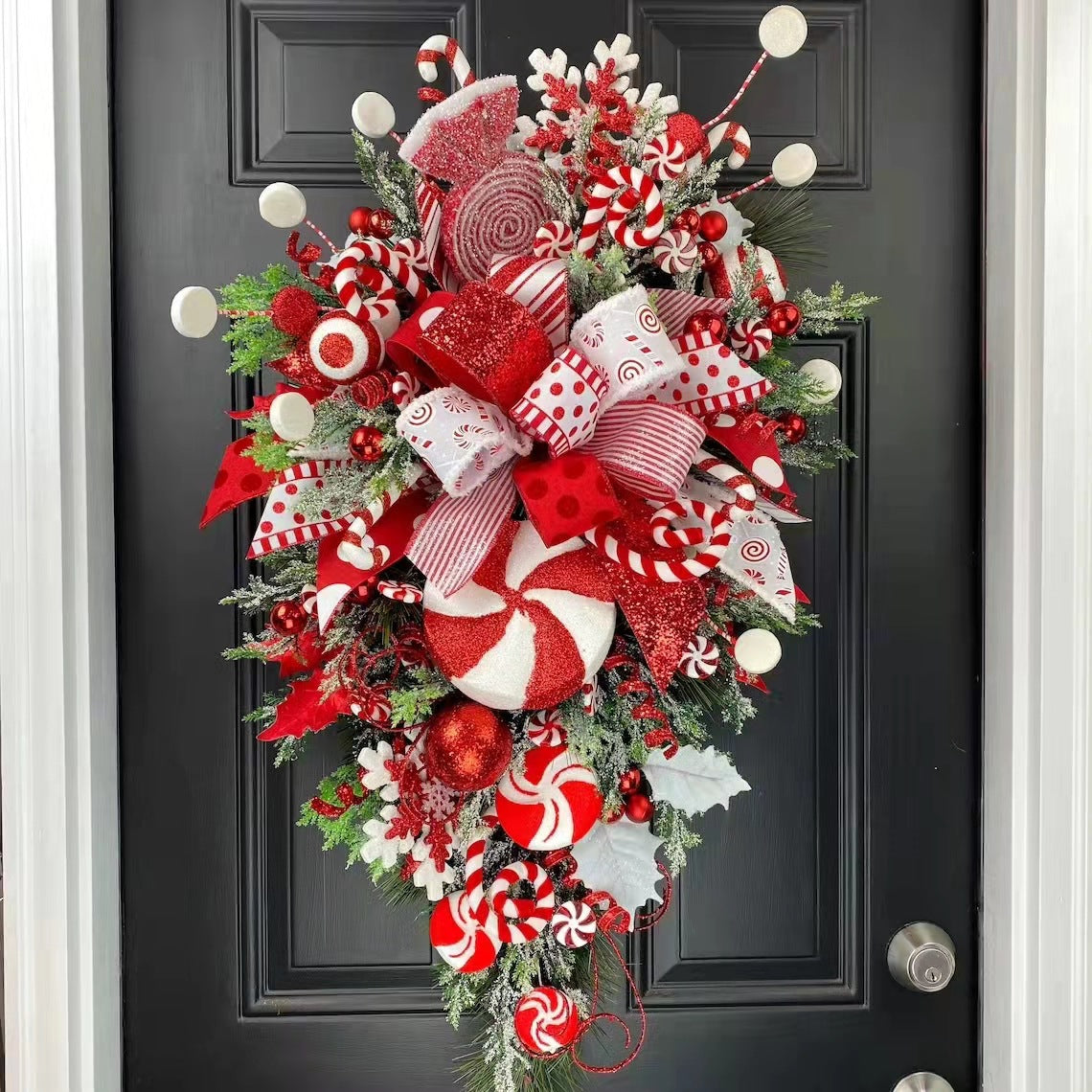 Candy Cane  Upside Down Tree Christmas Wreath