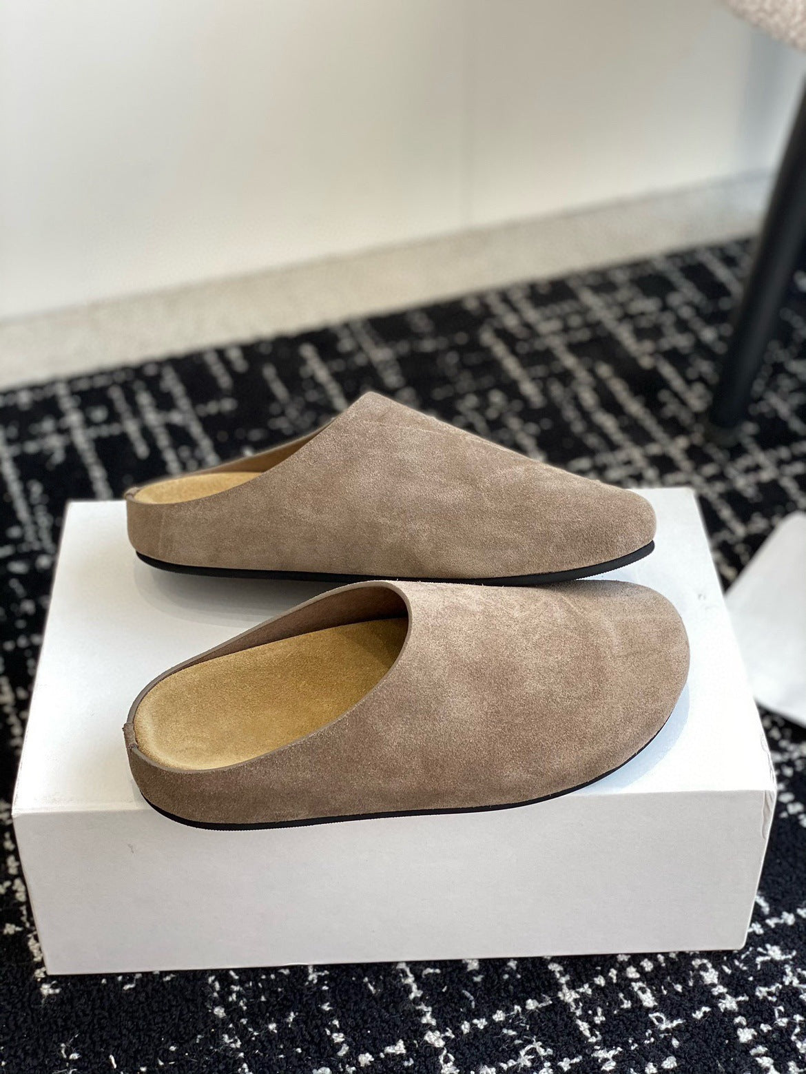 Suede Round Toe Slip Clogs