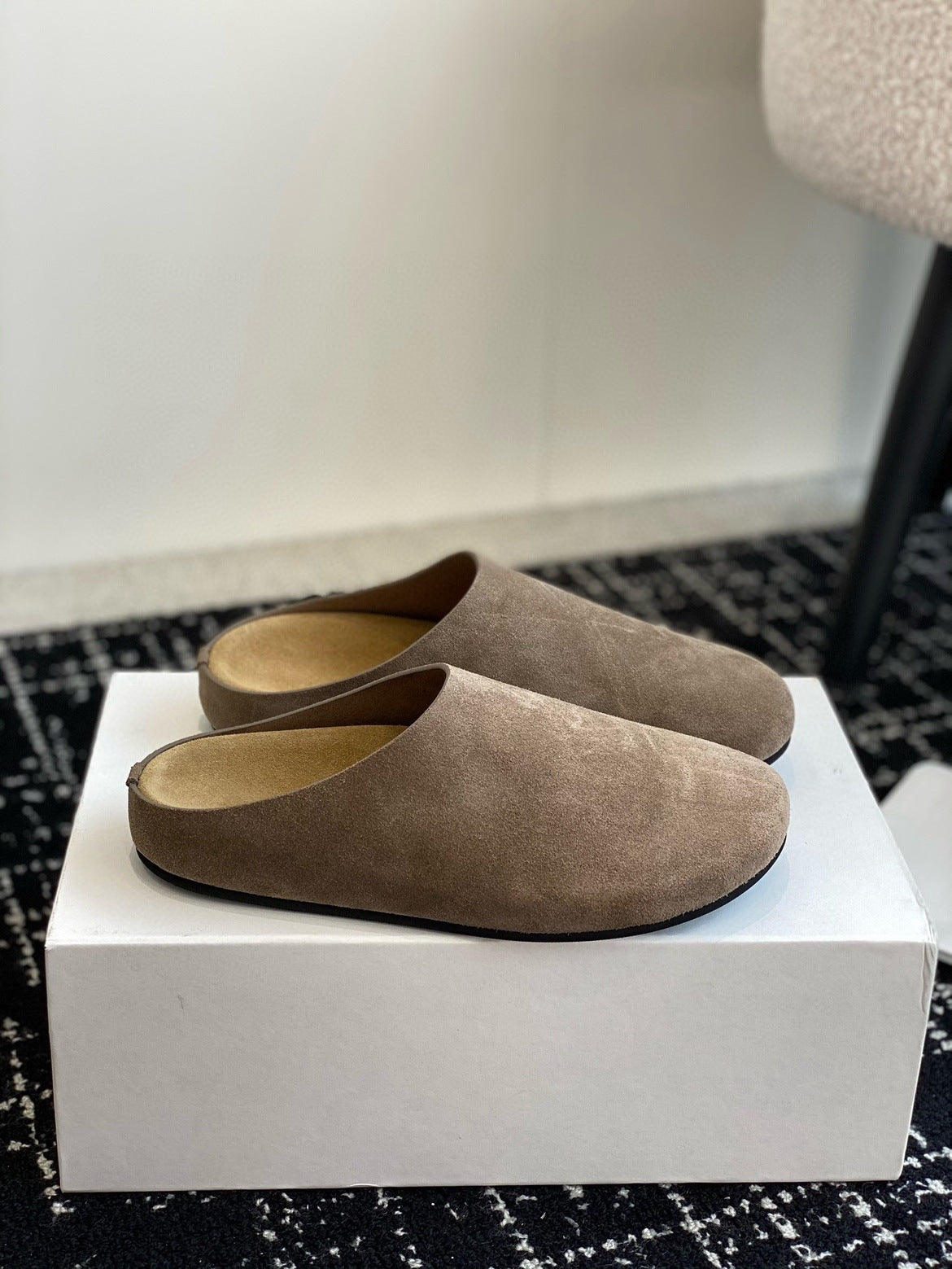 Suede Round Toe Slip Clogs