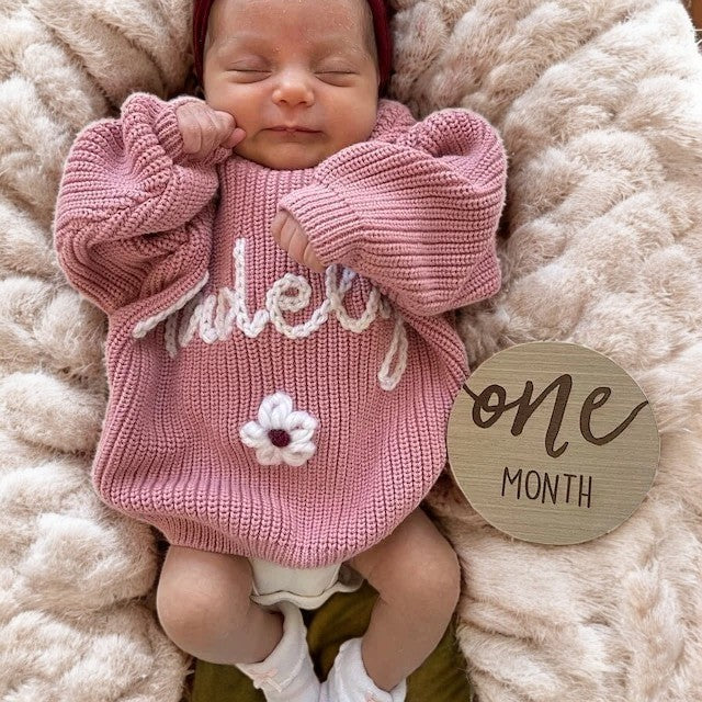 Personalized handmade embroidered baby sweater